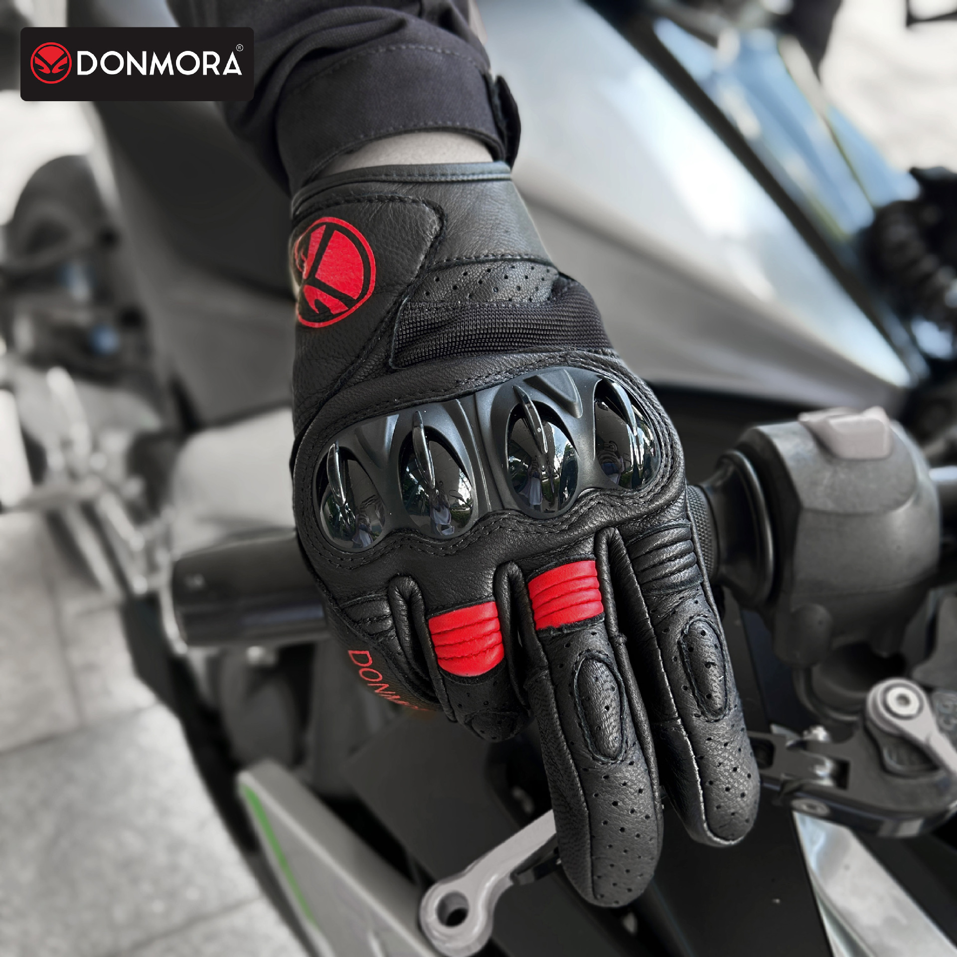 Motocicleta Guantes de cuero Motocicleta Ciclismo Four Seasons Universal Impermeable Hombres Mujeres Carreras PU Carcasa dura todoterreno