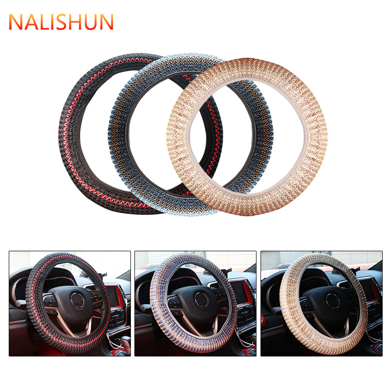 Funda para volante de coche, tipo universal, seda helada para verano y todas las estaciones, antideslizante, transpirable, absorbente del sudor, funda para manillar para mujer, seda helada transpirable.