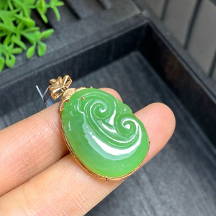 [boutique jasper pendant] bare stone specifications: 27.5x 20.3mm 18K gold inlaid jasper ruyi pendant