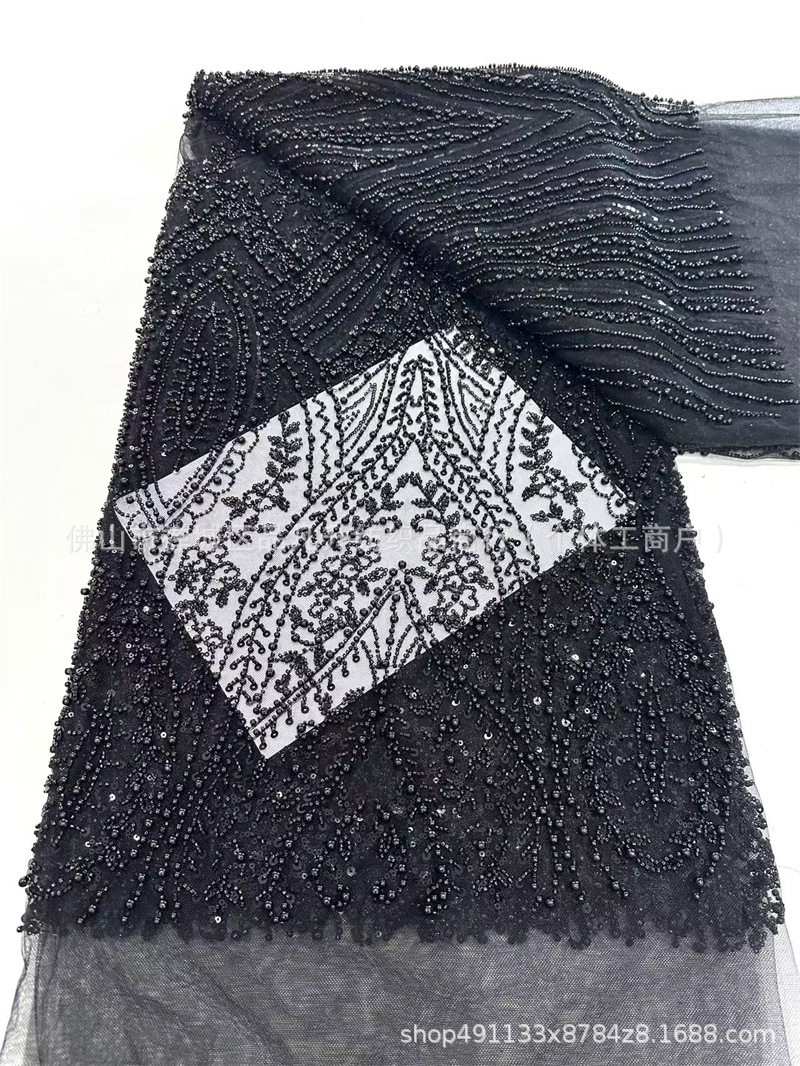Tela de encaje bordada con cuentas de burbujas blancas Moda vestido de novia de alta costura Cena Moda Vestido de regalo para adultos Tela