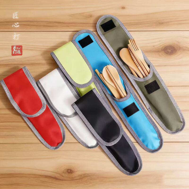 Bamboo Knife, Fork and Spoon Taobao Environmentally Friendly Oxford Bag Outdoor Travel Folding Portable Tableware Set