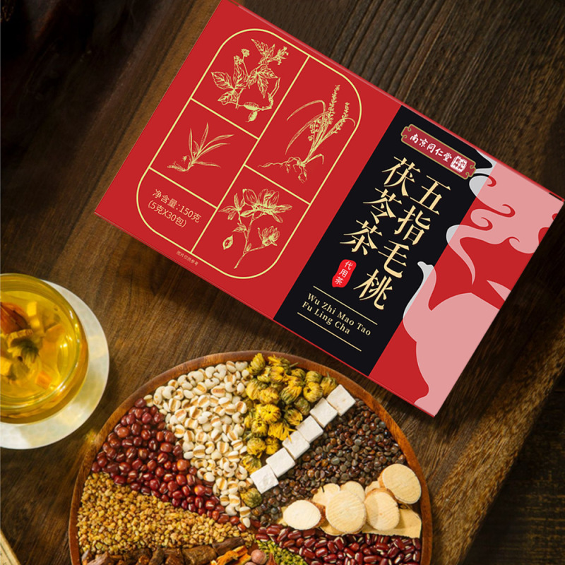 南京同仁堂五指毛桃茯苓茶五指毛桃ハトムギ茶代用茶独立茶包付土茯苓|undefined
