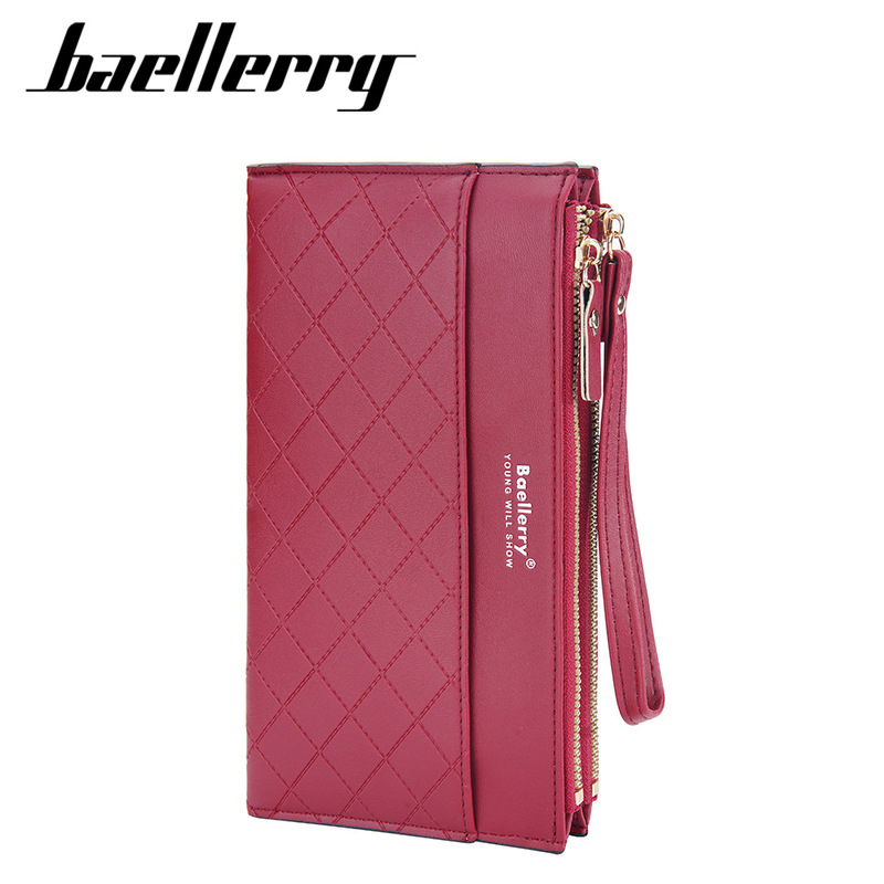 Baellerry New Women's Long Wallet, Fresh Style, Quilted, Double Zipper, Multi-Card Slots, Clutch Bag for Women, Wholesale