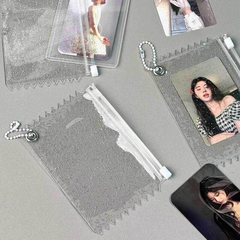 透明闪粉收纳袋吧唧袋小卡谷美道具展示PVC拉边3寸小卡袋卡套挂件|undefined