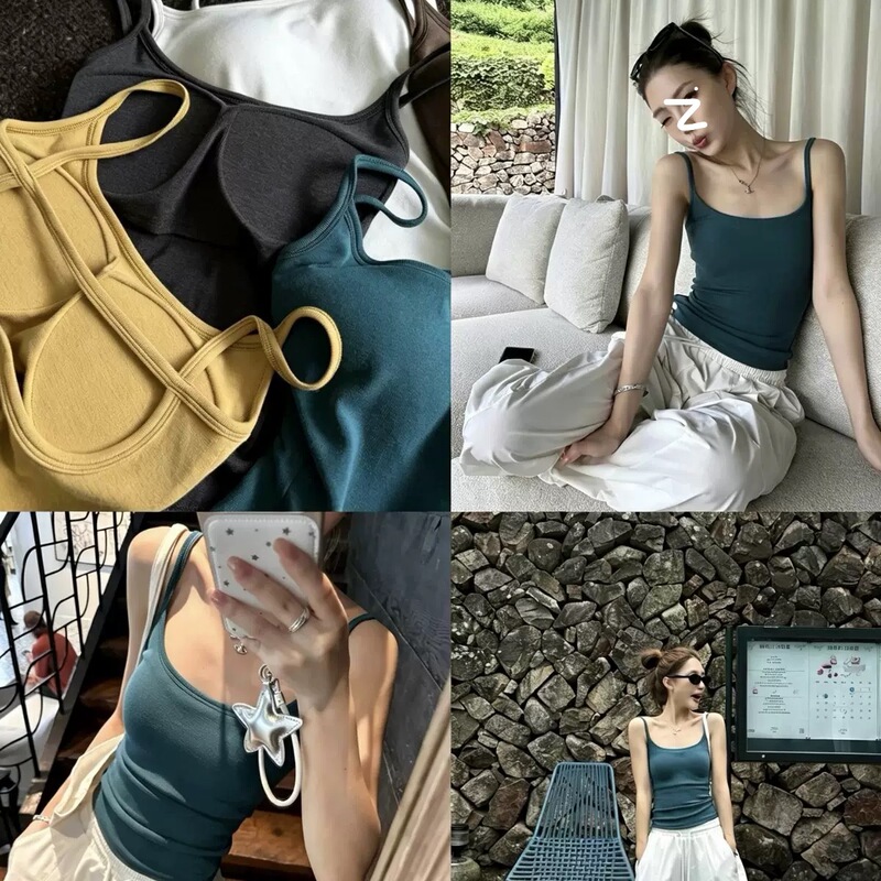 New autumn and winter cashmere large U-neck camisole for women, simple solid color, waist-cinching, slimming, suitable for outerwear, with chest pads, and a beautiful back design New autumn and winter cashmere large U-neck camisole for women, simple solid color, waist-cinching, slimming, suitable for outerwear, with chest pads, and a beautiful back design