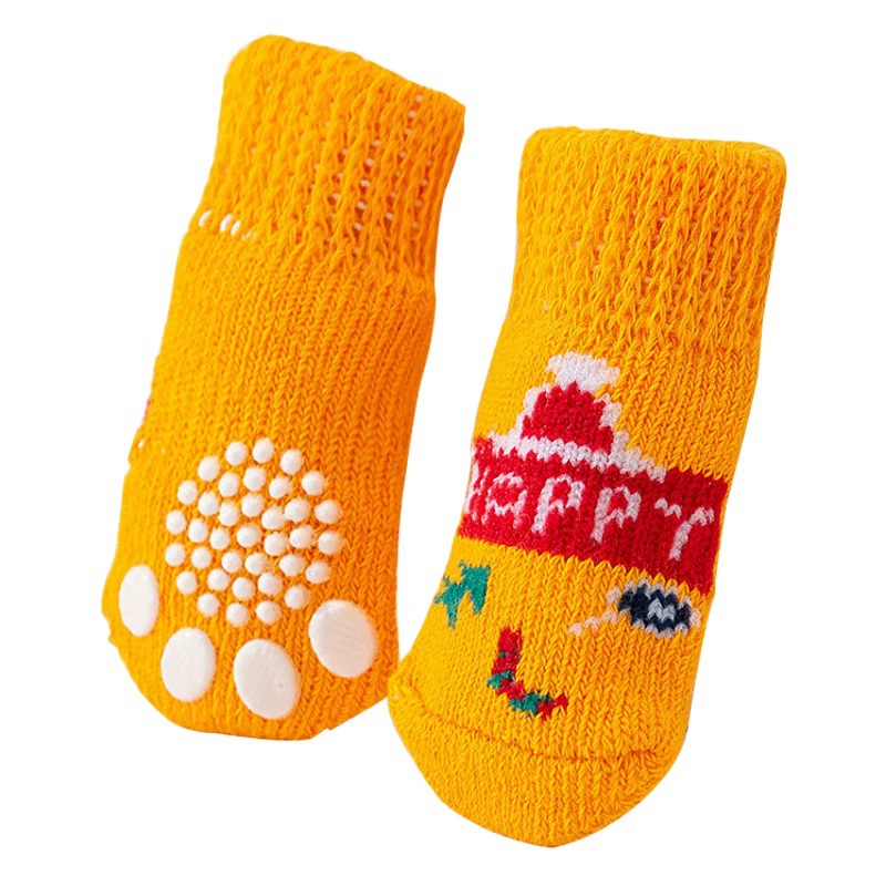 Носки для домашних животных Симпатичные противоскользящие нижние 4 чехла для лапки маленьких и средних собак, хлопковые носки для домашних кошек