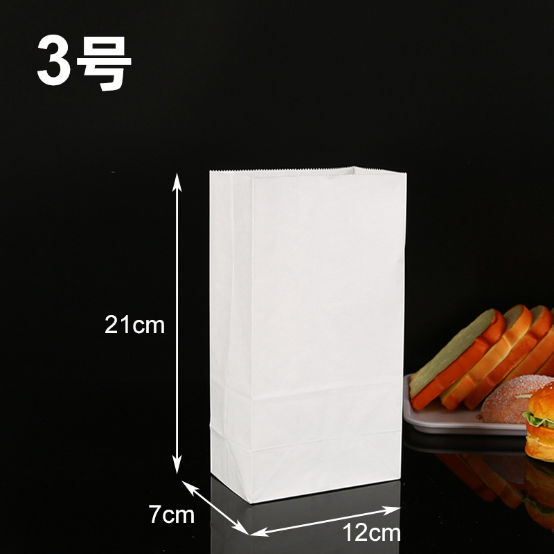 Bolsa de papel a prueba de aceite desechable pan envasado de alimentos bolsa de papel para hornear Almacenamiento de embalaje bolsa de papel kraft blanco personalización