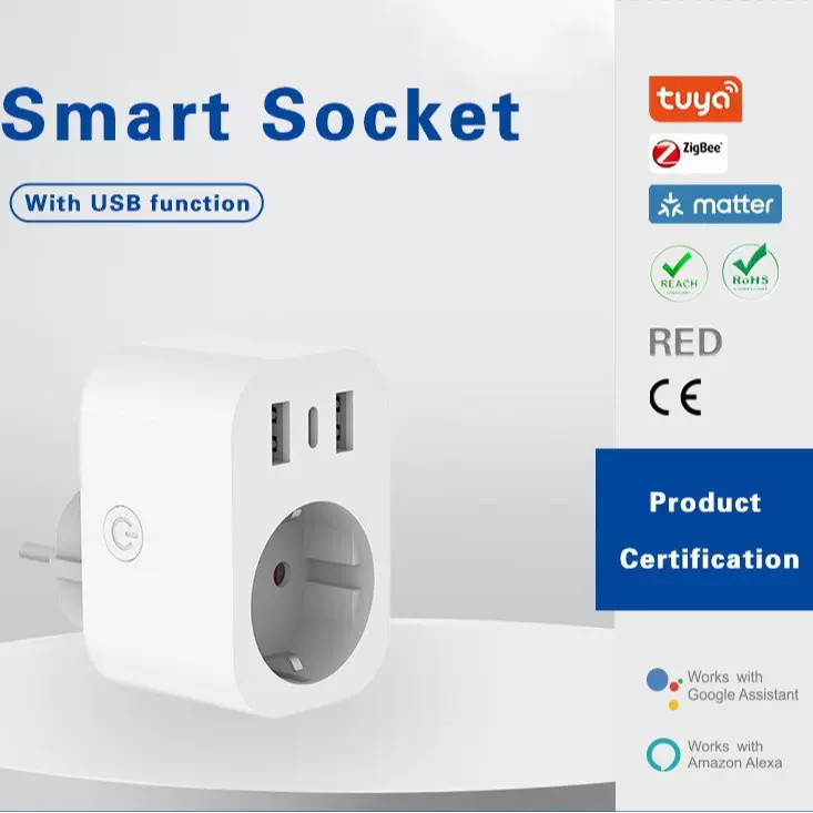 涂鸦智能wifi插座欧规英规美规tuya智能插座带typc接口USB充电口