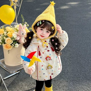 外贸女童卡通星星棉衣冲锋衣外套2026年冬季新款韩国洋气大衣童装