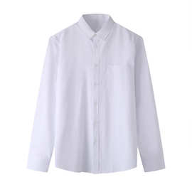 品牌剪标男士春秋季尖领净色百搭针织上班白色长袖衬衫C3R80800