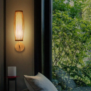 Japanese style wall lamp creative bedroom bedside bamboo silk wall lamp bamboo woven tea room simple zen new Chinese style bamboo wall lamp