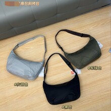 新款跨境休闲褶皱布包通勤风外贸包简约手提斜跨大容量u家饺子包