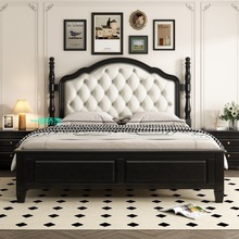 CH全实木美式床1.8x2米床双人床头软靠主卧婚床1.5米双人床高箱储