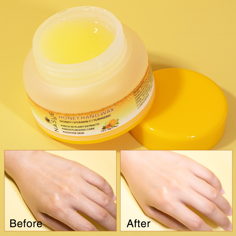 Máscara de mano Leche miel Peel Off Hand Wax Transfronterizo Inglés envasado miel cera de mano 50