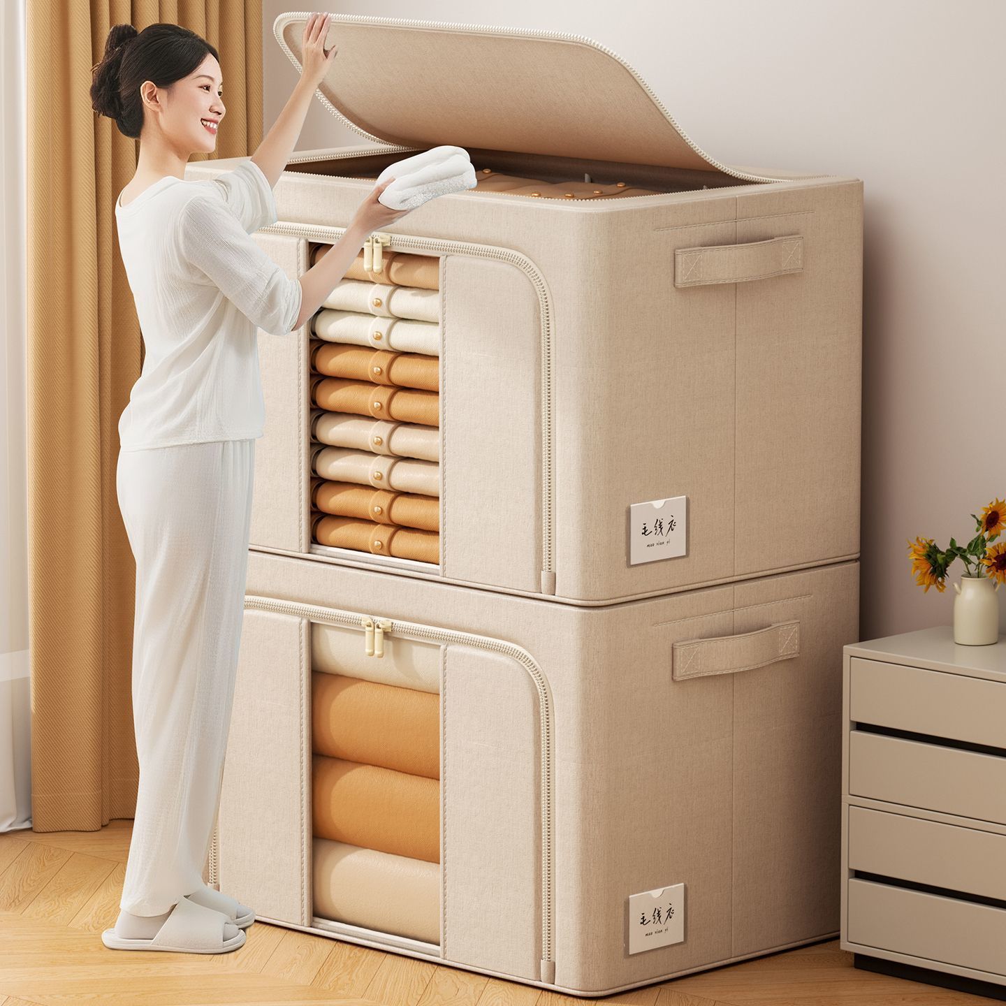 Ultra-Thick Cotton and Linen Storage Box Large Capacity Extra Large Storage Box Household Foldable Storage Box