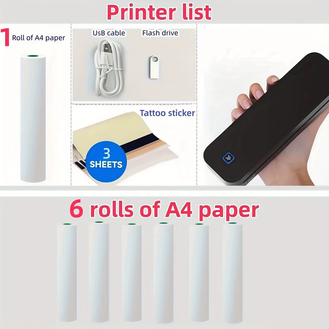 Portable Wires Thermal Printer Wires Tattoo Portable Tattoo