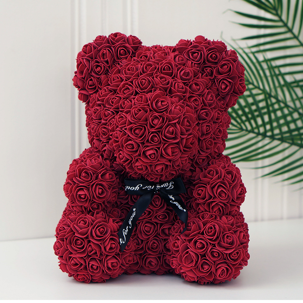 Día de San Valentín regalo Rosa oso ramo de Navidad eterna flor Rosa oso caja de regalo ramo corazón abrazando regalo de cumpleaños