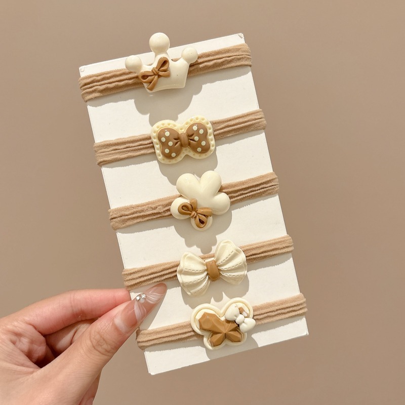 Otoño y invierno curry lindos osos anillo de cabello simple de alta calidad cuerda de cabello alta elástica no es fácil de romper no lastimar adornos de cabello de cabello