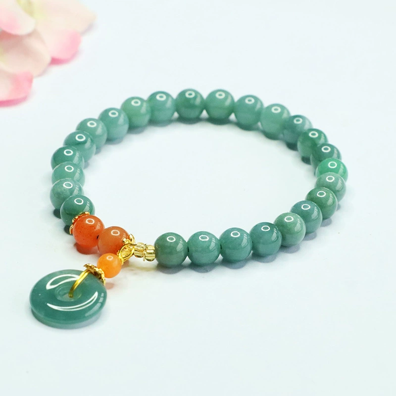 Браслет из натурального нефрита класса А Гуань Ю, полноцветный, с застежкой-карабином, оптовая продажа и доставка с фабрики S3090406