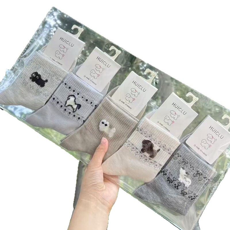 男式女式运动袜秋冬新款字母卡通动物花型中筒棉袜百搭简约跑量|undefined