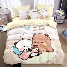 一二布布四件套全棉卡通家居情侣超萌款床上用品床笠床单被套斜纹