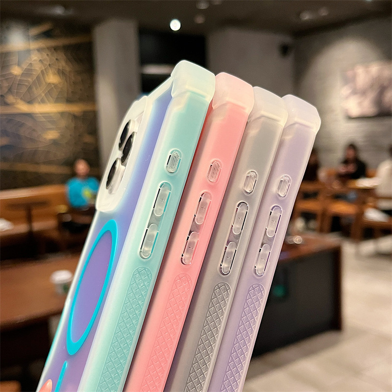 グラデーション磁気吸着宇宙シェル、Apple 17air16ProMax15P携帯電話ケース、四隅落下防止S25US24+対応|undefined