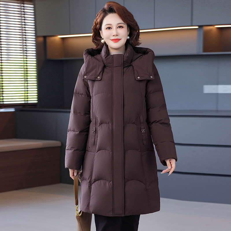 High-end new national standard 90% white duck down jacket for women, loose fit, plus size, extra thick for extreme cold, mid-length down coat for middle-aged women High-end new national standard 90% white duck down jacket for women, loose fit, plus size, extra thick for extreme cold, mid-length down coat for middle-aged women