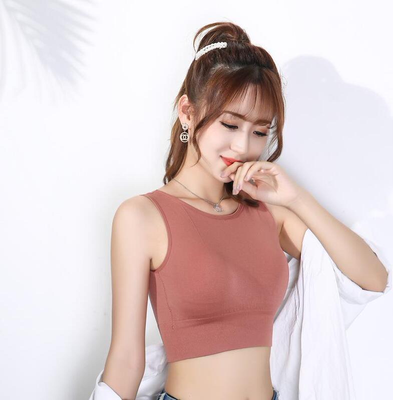 Sydney with high collar anti-light tube top fixed Cup seamless sports vest women's shockproof underwear running underwear