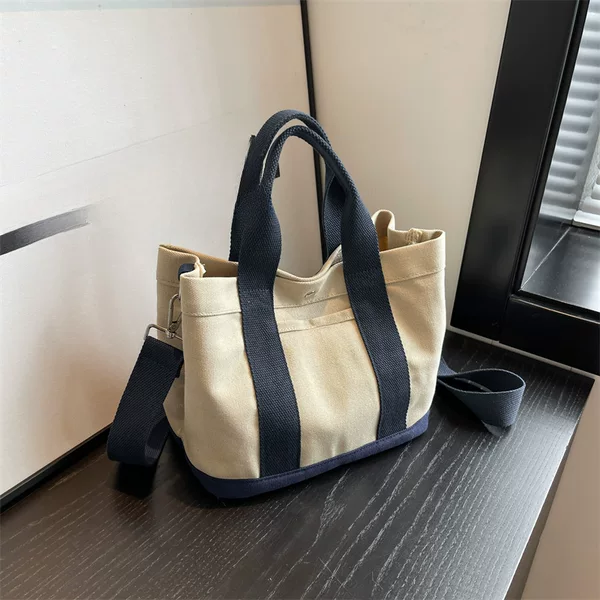 Japanese canvas multi-layer bag letter embroidery handbag commuter lunch bag student multi-layer messenger bag mummy bag