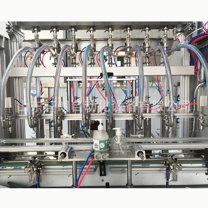 酒精凝胶灌装机 84消毒液洗手液锁盖机 全自动8头柱塞灌装机定制