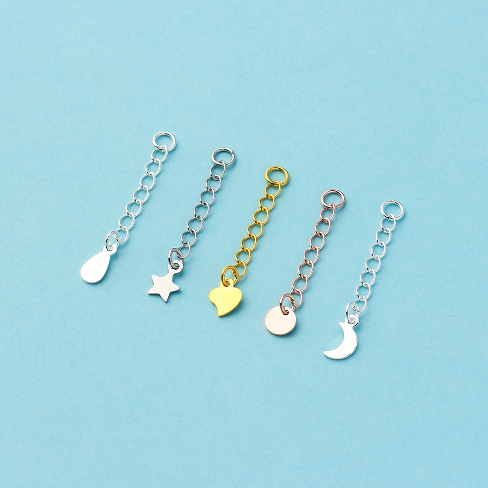 S925 pulsera de plata Cadena de extensión en forma de corazón cadena de la cola con cuentas pulsera hecha a mano material de bricolaje accesorios de joyería cadena alargada