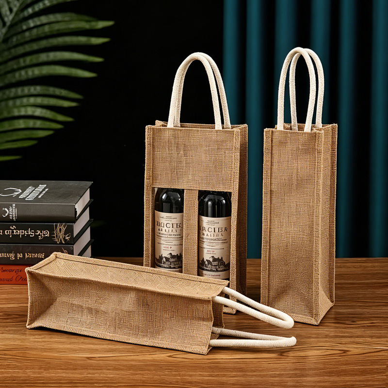 Red Wine Bag Gift Bag Wine Bag Gift Box Linen Tote Bag Single/Double Bottle Liquor Packaging Vintage Style Red Wine Bag Gift Bag Wine Bag Gift Box Linen Tote Bag Single/Double Bottle Liquor Packaging Vintage Style
