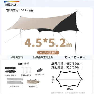 Black Coated Canopy with Sun — Avtomobil yan çətirləri - vinyl-4552-octagonal-butterfly-shape-comes-with-a-storage-bag-various