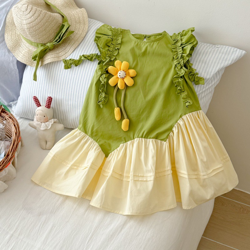 [Sombrero gratis] Vestido de niña Verano 2025 Nuevo estilo Vestido de chaleco de manga voladora de bebé