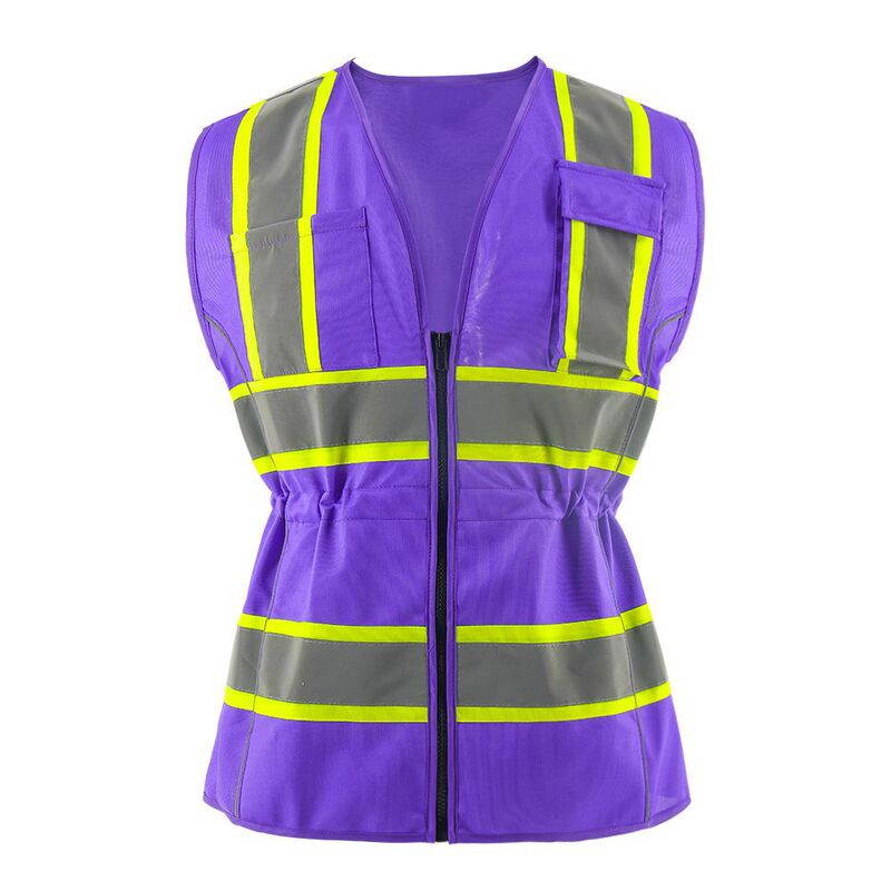 Reflective Safety Vest Women's Waist Tight Traffic Service Clothing Construction Safety Clothing Multi-Pocket Reflective Vest