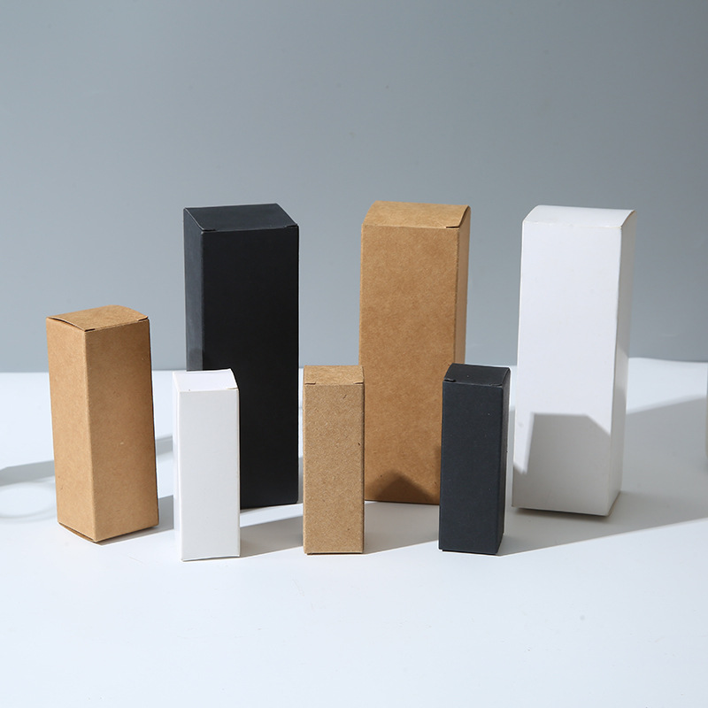 Rectangular Kraft paper packaging box cosmetics skin care products packaging box wholesale thickened black and white card folding carton