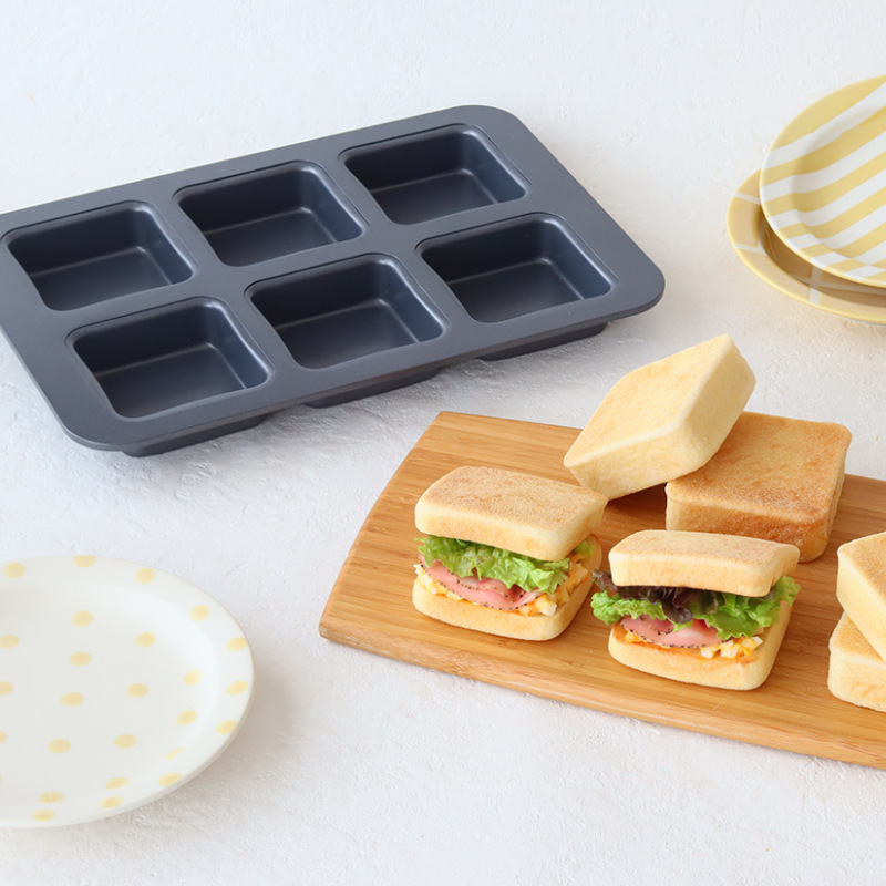 6홀 사각 햄버거 틀 2팩(뚜껑 포함)