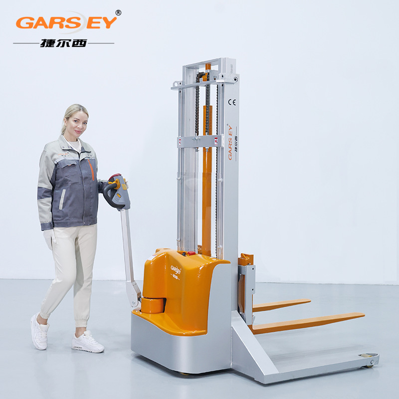 叉车电瓶堆垛升高车液压装卸托盘搬运车1.5T2吨宽支腿电动堆高车