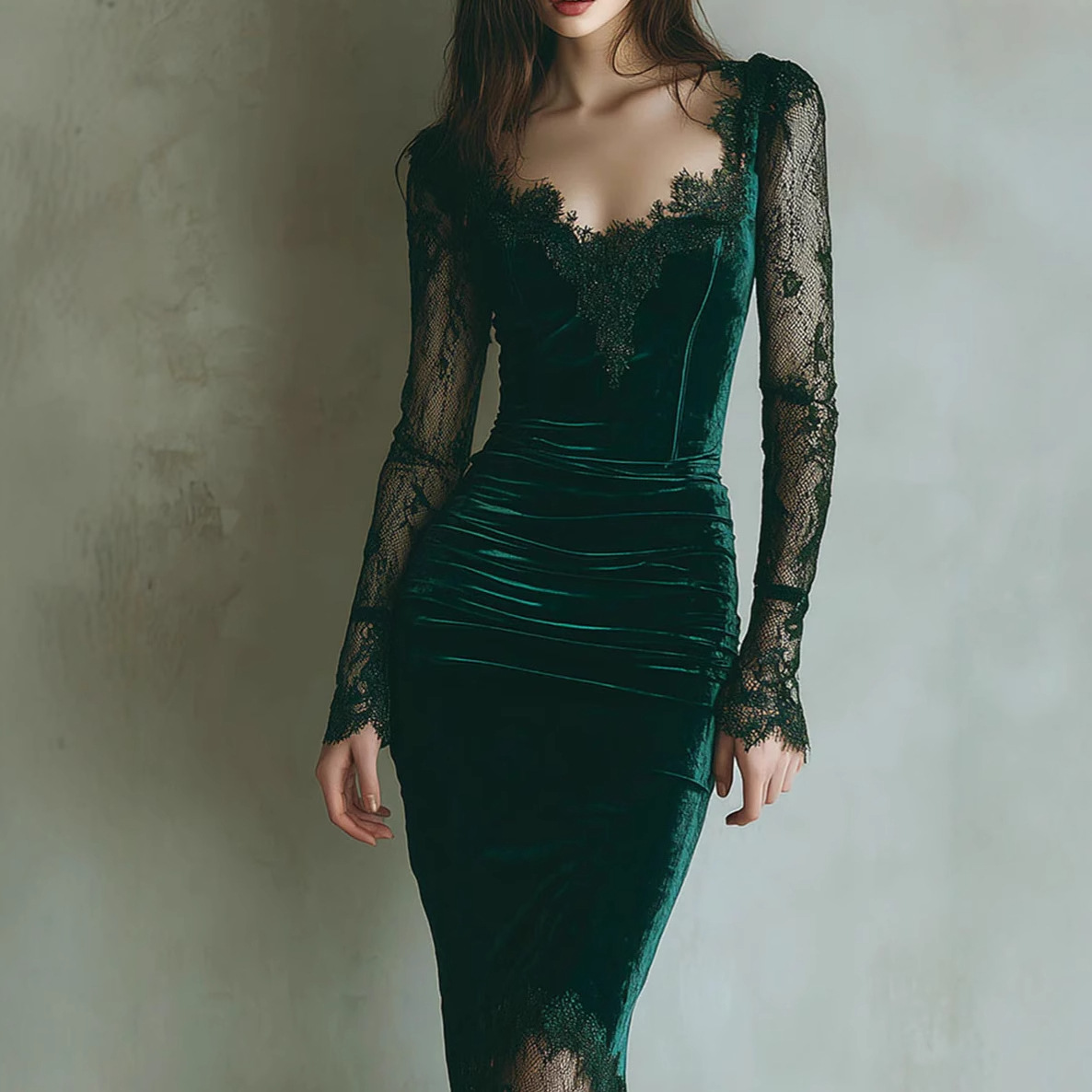 Women's Clothing European And American Style Slimming Bodycon Dress Lace Trimmed Sexy Design_ecoleips.com