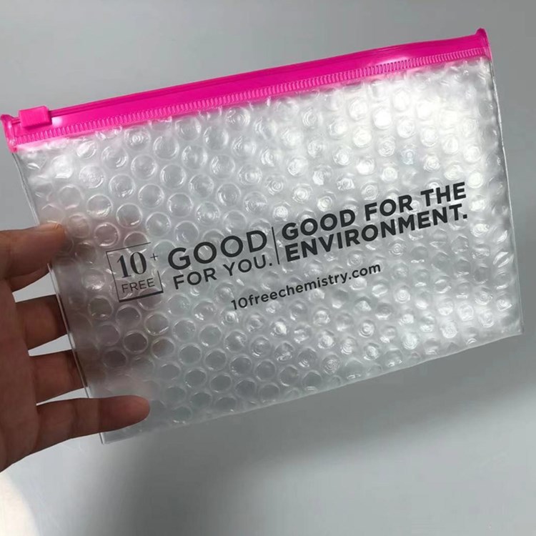 EVA透明拉链气泡袋有色气泡化妆品自封袋logo