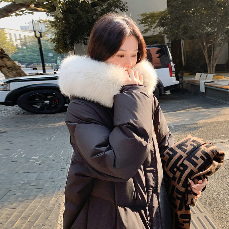 블랙(오프화이트 리얼 폭스 퍼 칼라 포함)