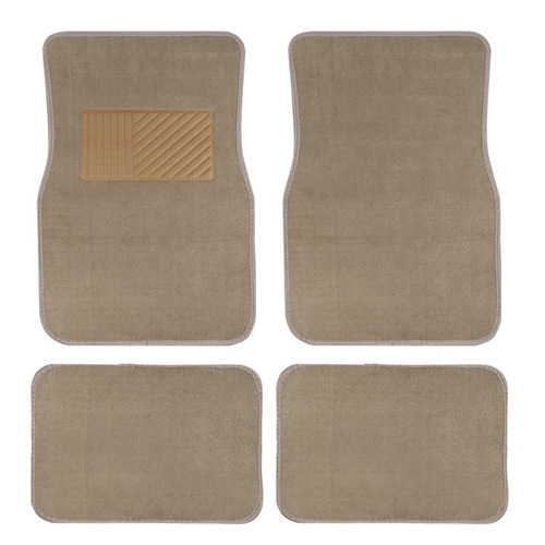 Universal four-piece set of car floor mats, PVC flocked surface four-season mats, waterproof carpet-style durable anti-slip wire ring foot mats