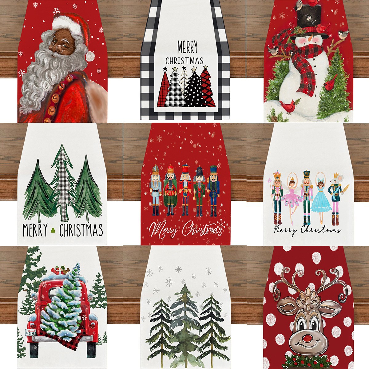 Juego de mantel navideño TEMU con diseño de Cascanueces, mantel de lino para decoración de mesa navideña, estilo nórdico