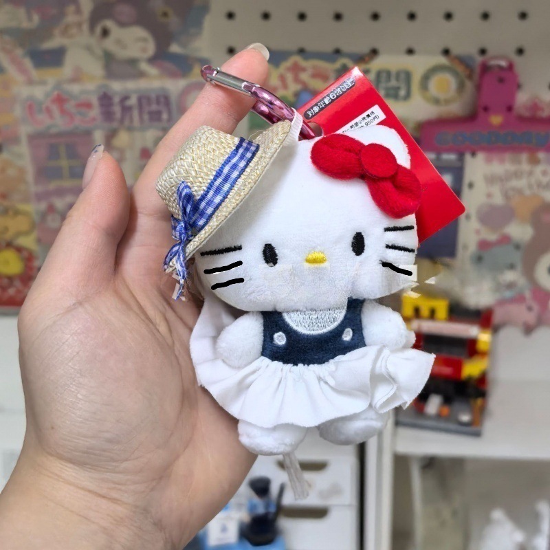黑色草帽kitty帽宝宝挂件爱心扣公仔玩偶可爱赫本风挂饰钥匙扣|undefined