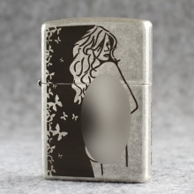 ZIPPO之宝防风煤油打火机121FB古银三面蚀刻花花公子性感女郎