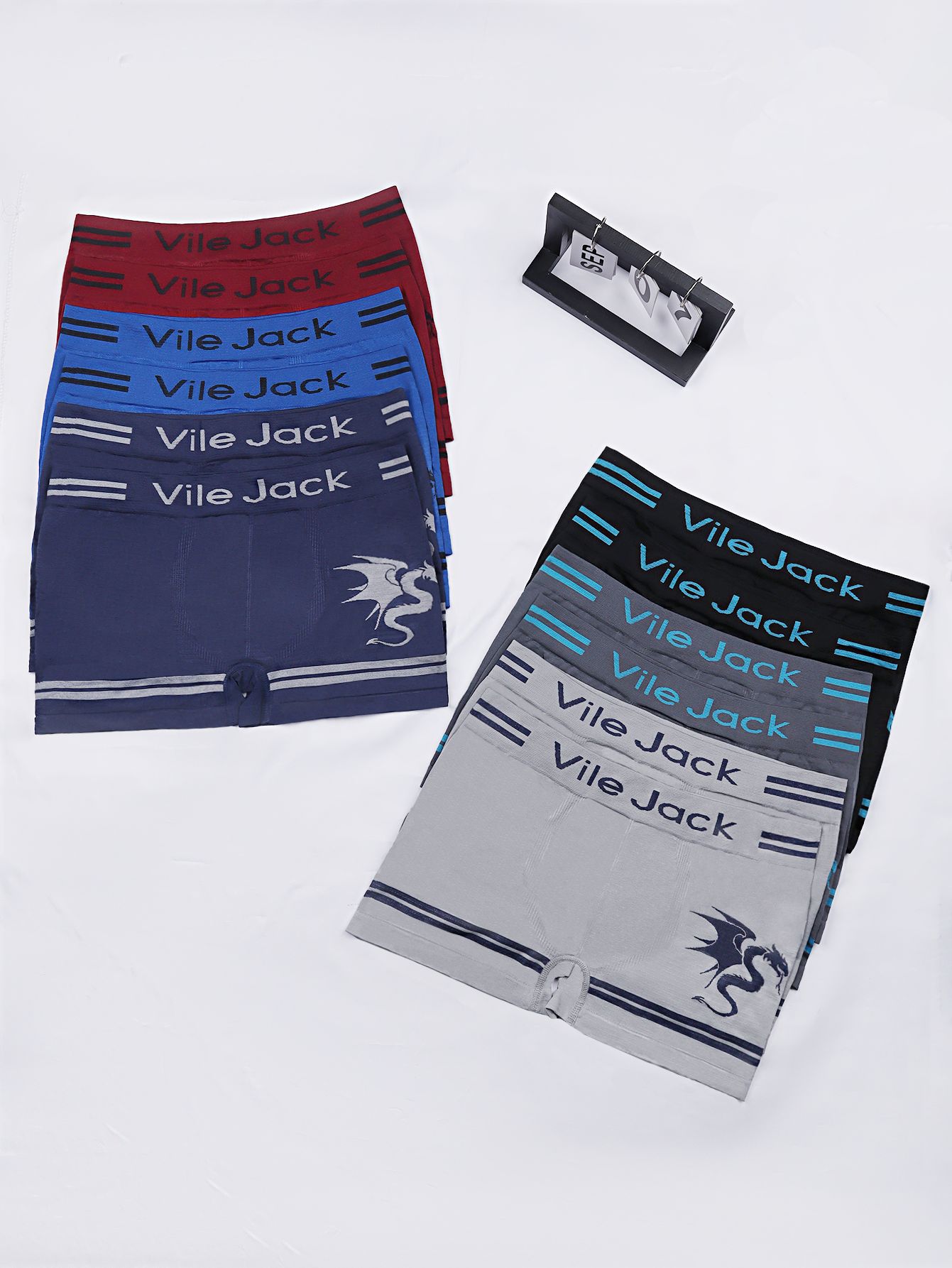 Calzoncillos tipo bóxer para hombre VILEJACK con estampado de dragón, tejidos, elásticos, transpirables, ropa interior corta para hombre de exportación al por mayor.