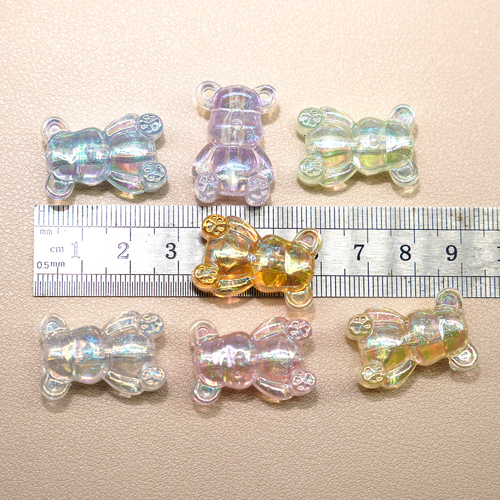 Acrílico transparente color UV agujero vertical doble cara violento osos diy mano cuentas pulsera de cuentas sueltas accesorios