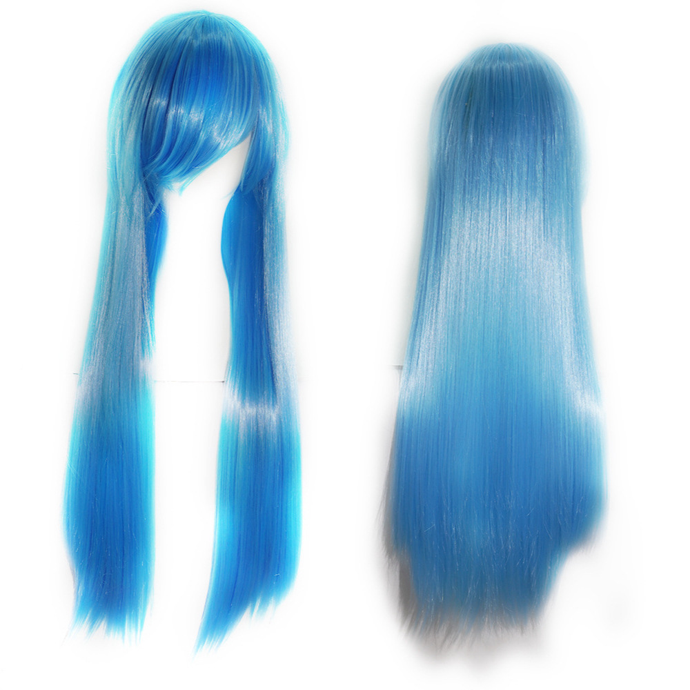 European and American Style Wig 80cm Colorful Long Straight Hair Anime Cos Wig High-Temperature Fiber Chemical Fiber Hair Head Cover - photo 4