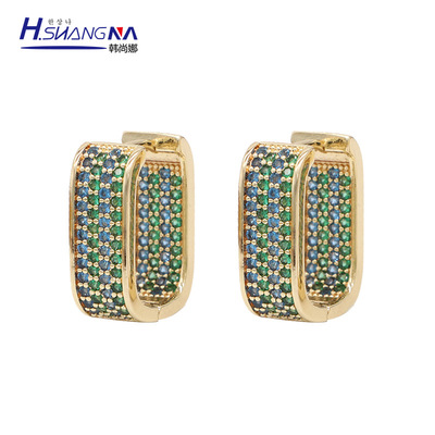Han shangna fashion Light extravagance Ladies Backing Super Flash Full bore zircon senior temperament Earrings wholesale
