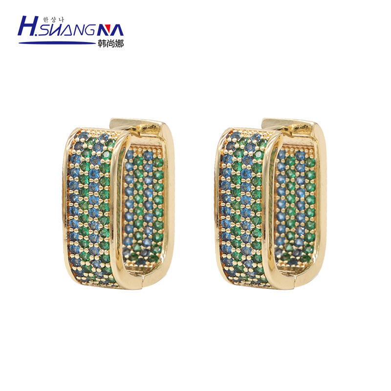 Han shangna fashion Light extravagance Ladies Backing Super Flash Full bore zircon senior temperament Earrings wholesale